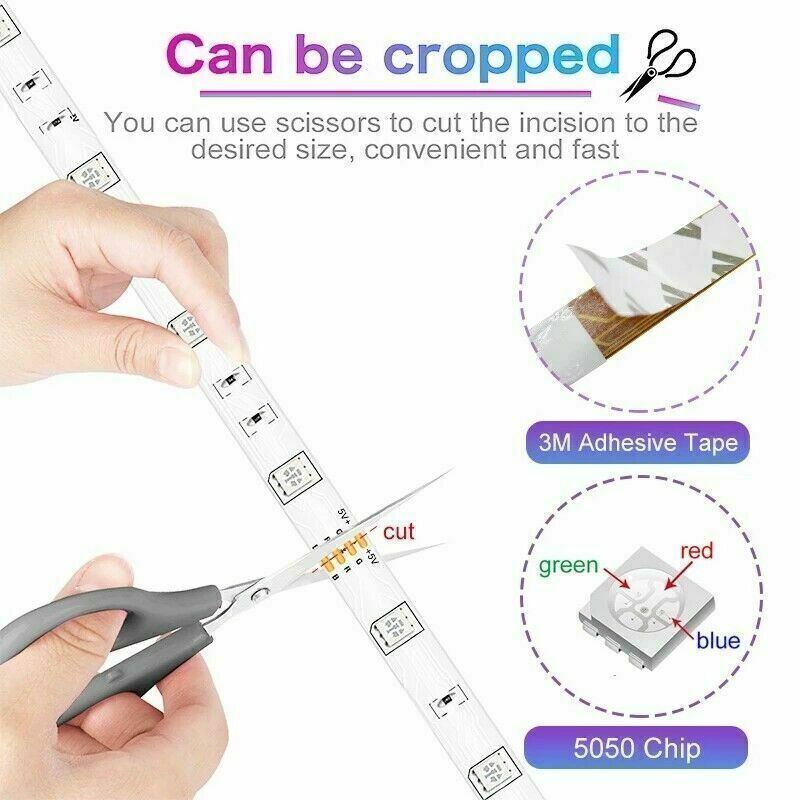 RGB 5050 LED Strip Lights with Bluetooth App and Remote, TV Backlight - Image 5