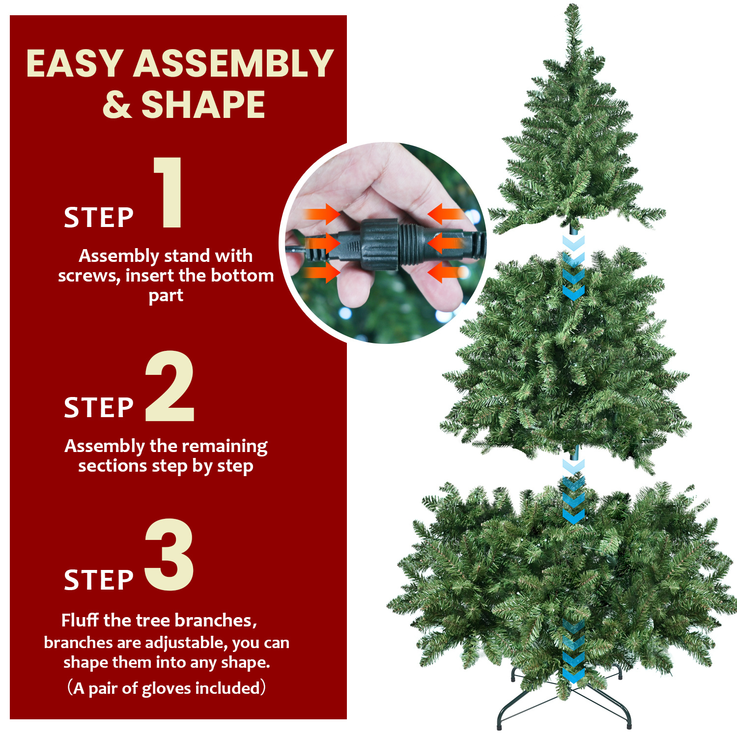 Premium PE PVC Artificial Christmas Tree, Full Body Holiday Tree - Image 5