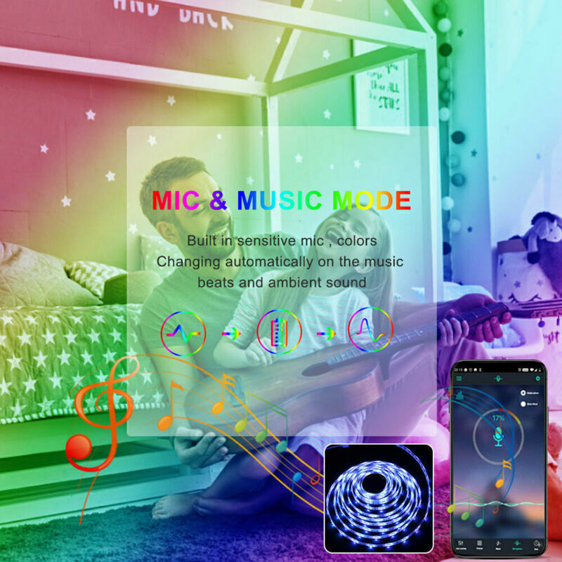 RGB 5050 LED Strip Lights with Bluetooth App and Remote, TV Backlight - Image 8