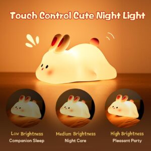 Silicone Bunny Touch Night Light, Kids LED Bedside Lamp