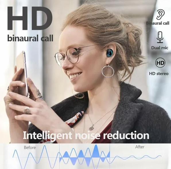TWS Bluetooth 5.1 Earbuds, LED Power Display Charging Case, IPX7 Waterproof - Image 5