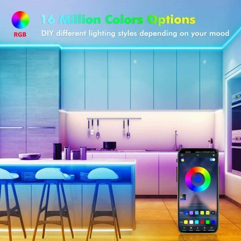 RGB 5050 LED Strip Lights with Bluetooth App and Remote, TV Backlight - Image 9