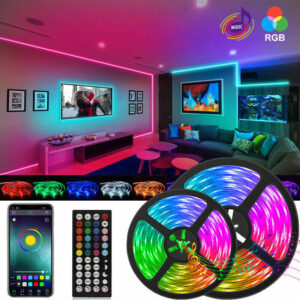 RGB 5050 LED Strip Lights with Bluetooth App and Remote, TV Backlight