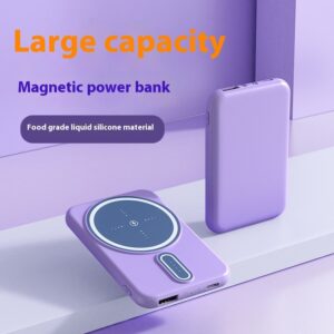 Magnetic 5000mAh Wireless Power Bank, MagSafe Compatible Silicone Charger