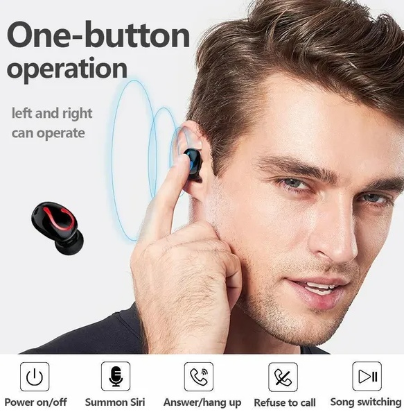 TWS Bluetooth 5.1 Earbuds, LED Power Display Charging Case, IPX7 Waterproof - Image 2
