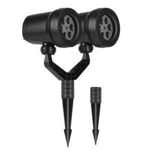 Dual head Christmas snowflake projector light with ground stake and spare stake
