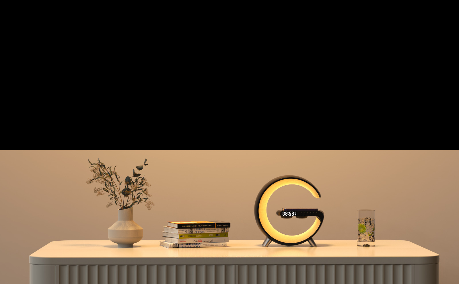 G Shaped LED Atmosphere Lamp with Bluetooth Speaker and Wireless Charger - Image 9