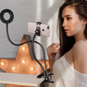 Flexible LED Selfie Ring Light with Phone Holder, Adjustable Clip Stand
