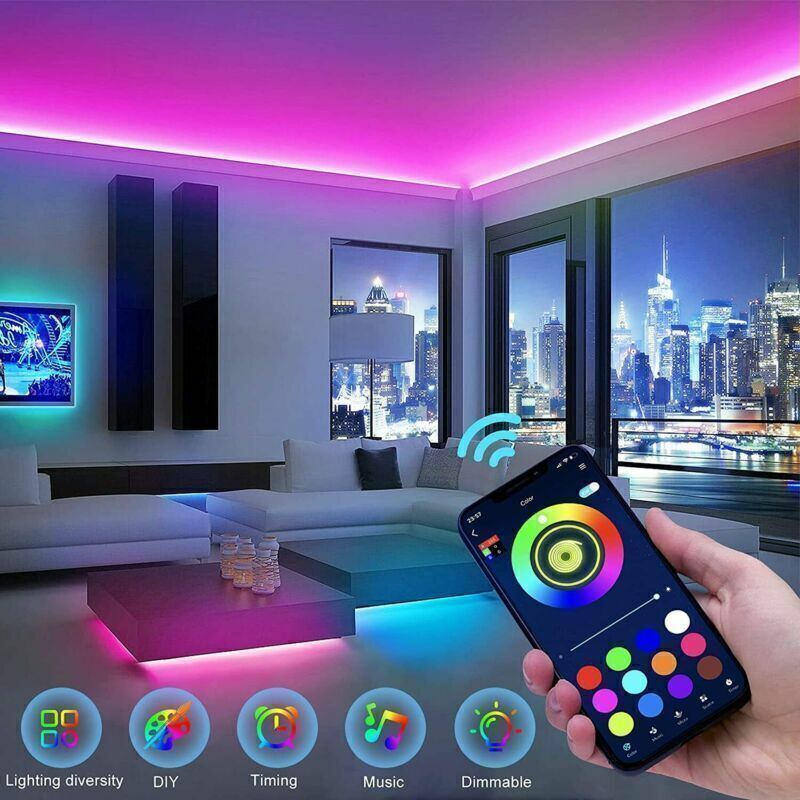 RGB 5050 LED Strip Lights with Bluetooth App and Remote, TV Backlight - Image 7