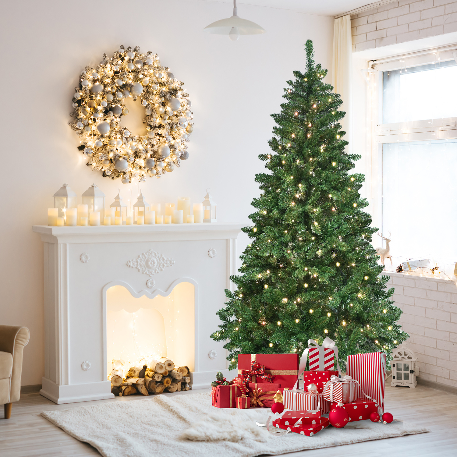 Premium PE PVC Artificial Christmas Tree, Full Body Holiday Tree