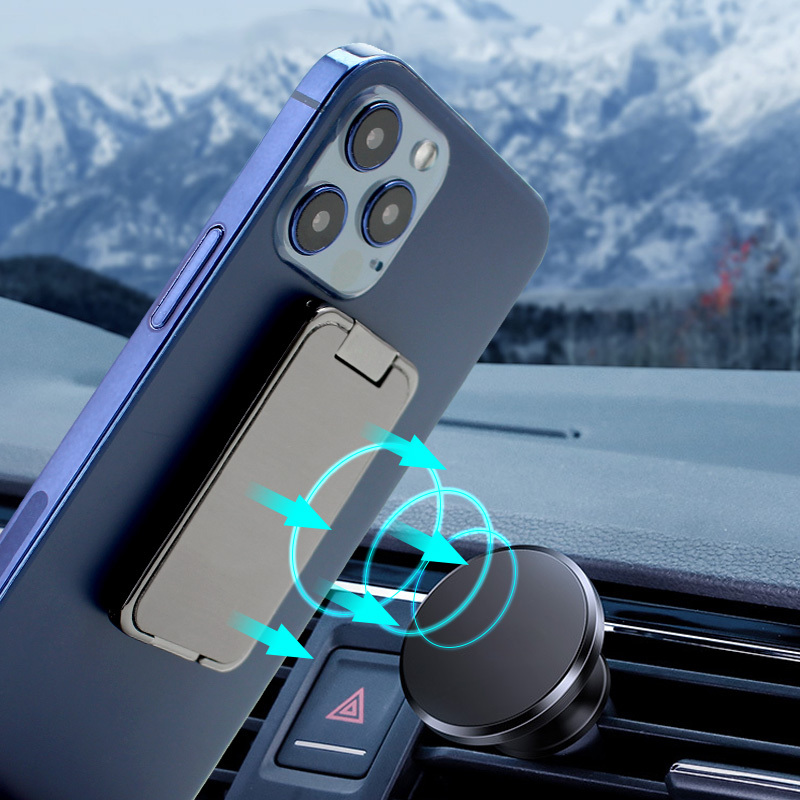 Retractable Ring Phone Holder, Foldable Desktop Stand and Magnetic Car Mount - Image 3