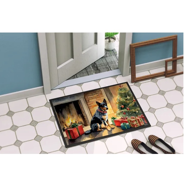 Christmas doormat illustrated with an Australian cattle dog, view 3
