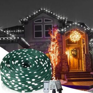 Long outdoor Christmas rope light coiled on its reel