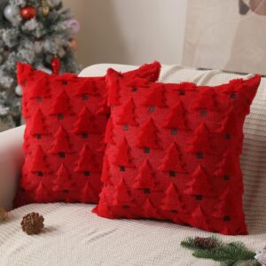 Plush red Christmas pillow covers in a square size