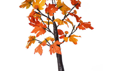 Lighted tabletop maple tree with autumn leaves and warm LEDs