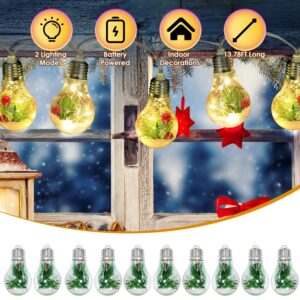 Battery powered string lights with ten small snow globes along the strand
