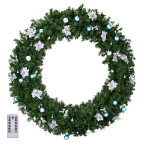 Oversized pre lit Christmas wreath with warm and cool white lights