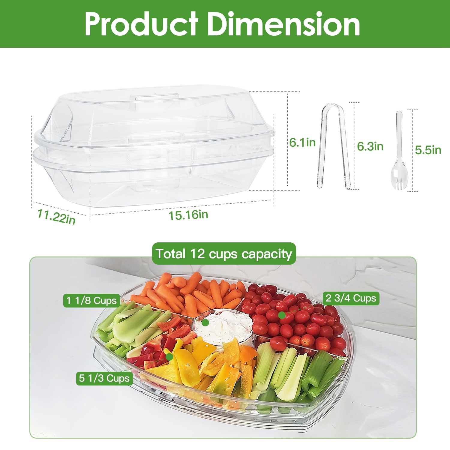 Chilled Serving Tray with Lid, 4 Compartments, for Fruit and Appetizers - Image 8