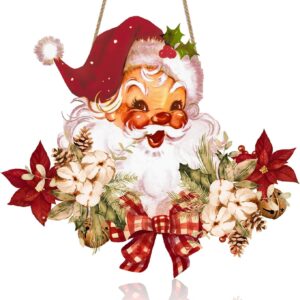 Die cut wooden door hanger with a vintage Santa design