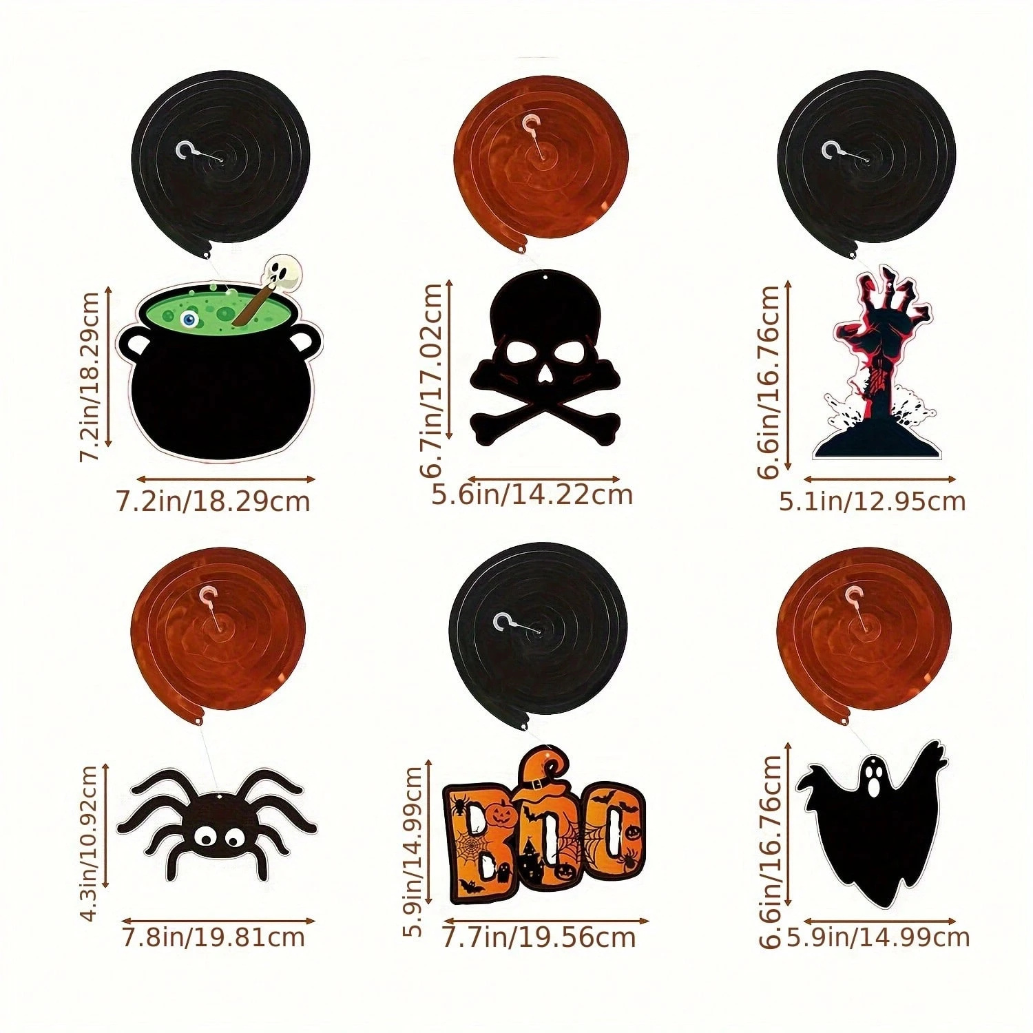 36-Piece Halloween Hanging Swirl Decorations with Ghosts, Pumpkins and Bats - Image 3