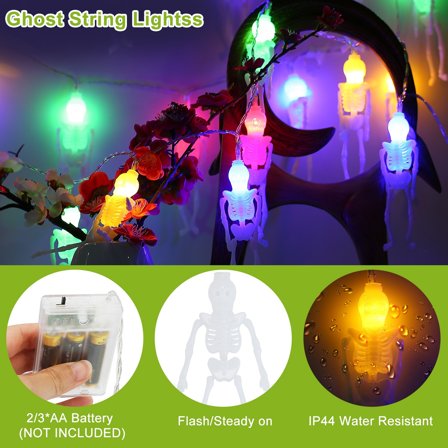 Halloween String Lights, Set of 3, 50 LED, 24 ft - Image 6