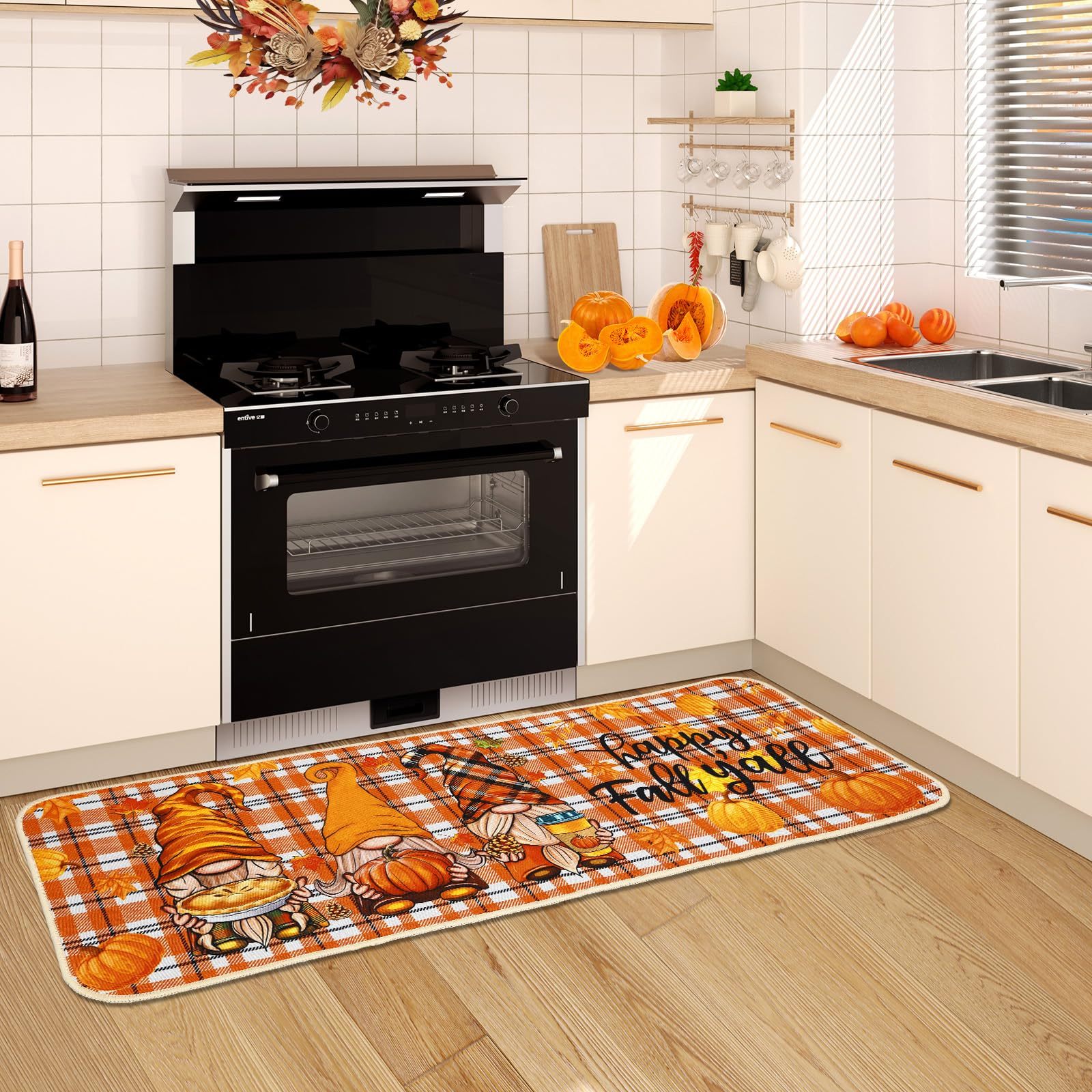 Fall Kitchen Mat Set of 2, Maple Leaf Autumn Rugs - Image 6