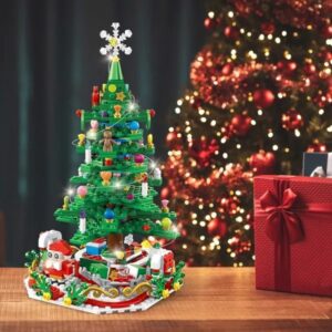 Building block advent calendar that assembles a lit Christmas tree