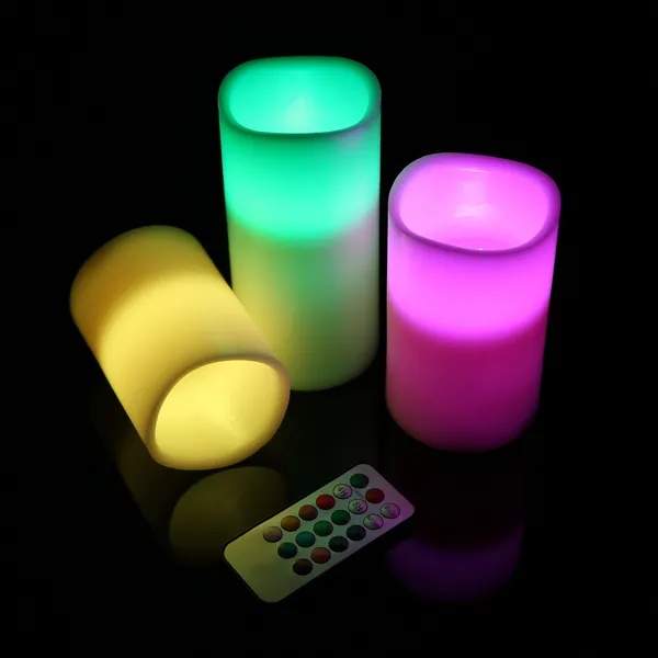 Ivory real wax flameless LED candles with a remote and timer, view 2