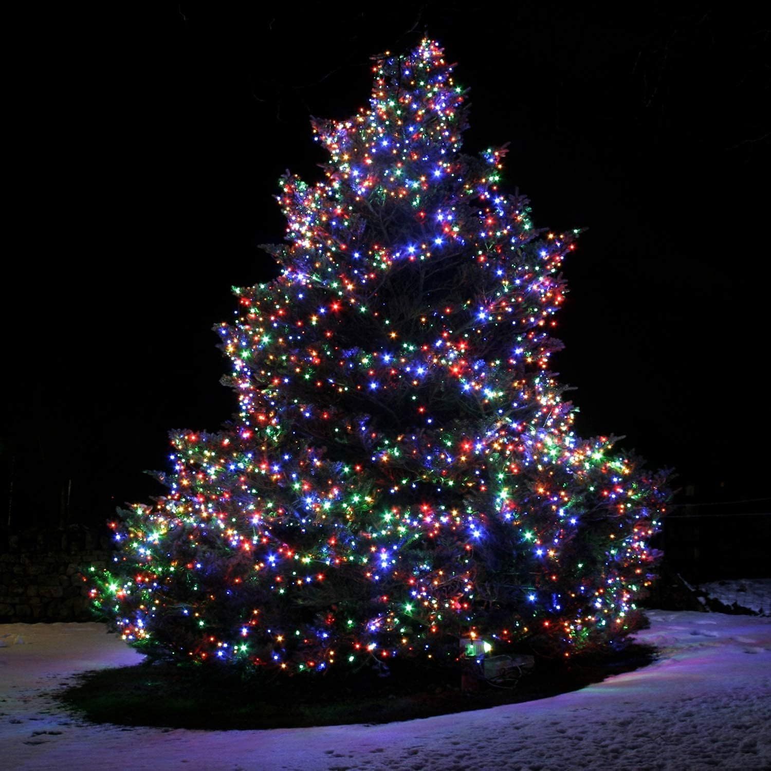 LED icicle curtain lights with a link through plug, view 2
