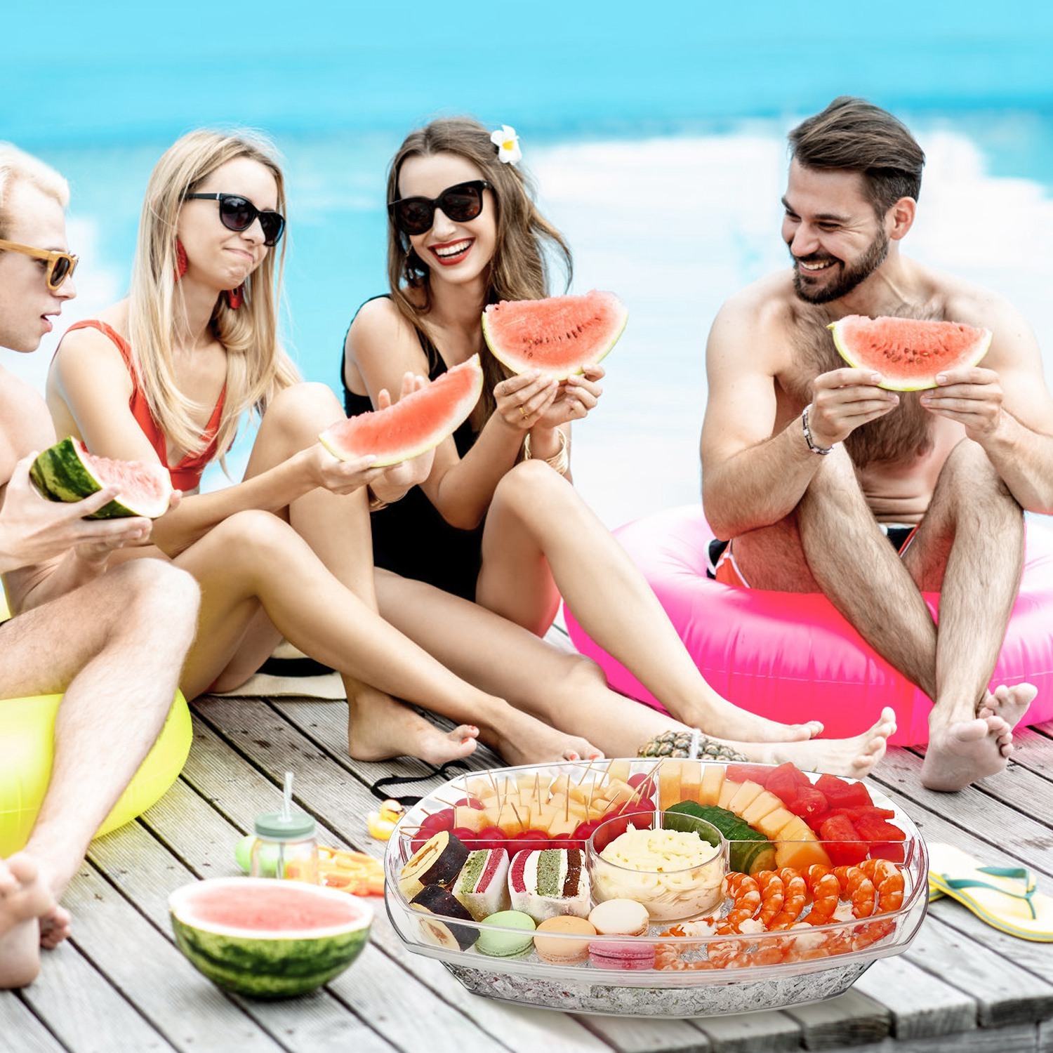 Chilled Serving Tray with Lid, 4 Compartments, for Fruit and Appetizers - Image 4
