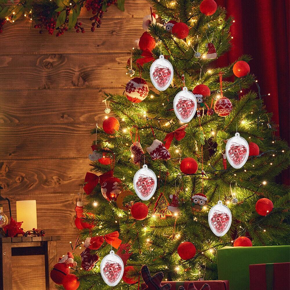 Clear plastic fillable Christmas baubles ready for decorating, view 5