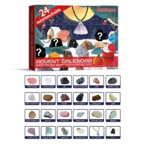 Mineral advent calendar box with twenty four numbered surprise doors