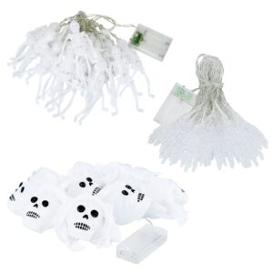 Three Halloween LED string light sets with ghost, skull and hand shapes