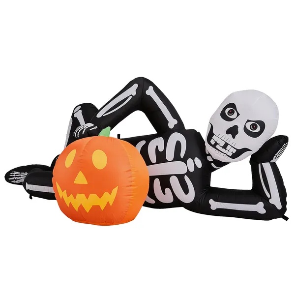 7 ft Inflatable Lying Skeleton with 7 Built-In LED Lights