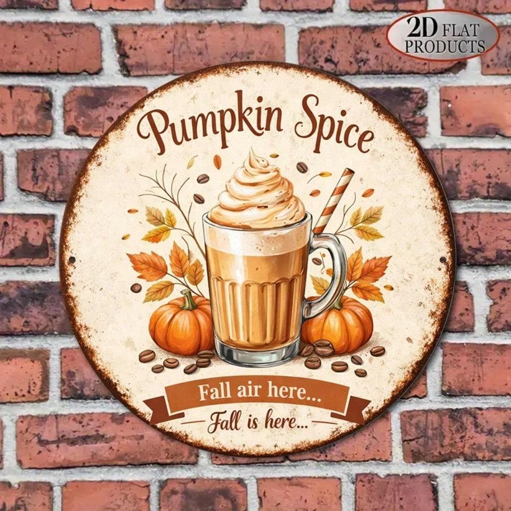 Vintage Pumpkin Spice Latte Round Sign, Retro Autumn Wall Decor - Image 4