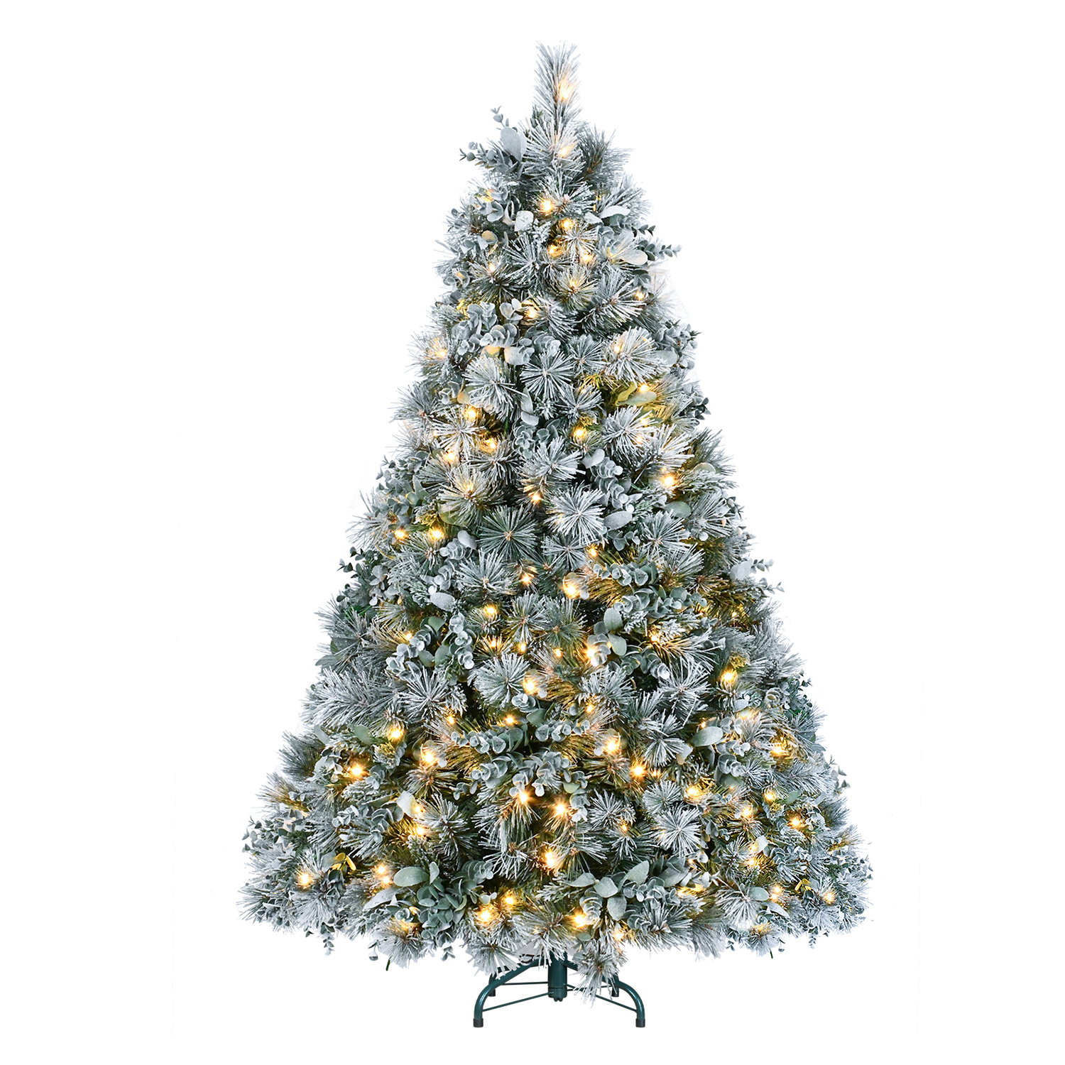 Snow flocked artificial Christmas tree with hard needle tips, view 5