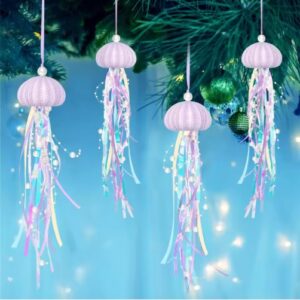 Sea urchin shell hanging ornaments on rope hangers