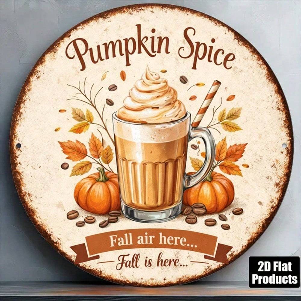 Vintage Pumpkin Spice Latte Round Sign, Retro Autumn Wall Decor - Image 8