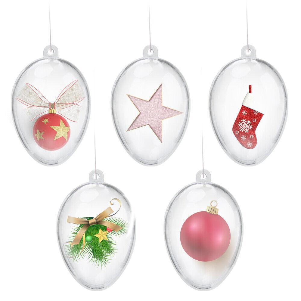 Clear plastic fillable Christmas baubles ready for decorating, view 4