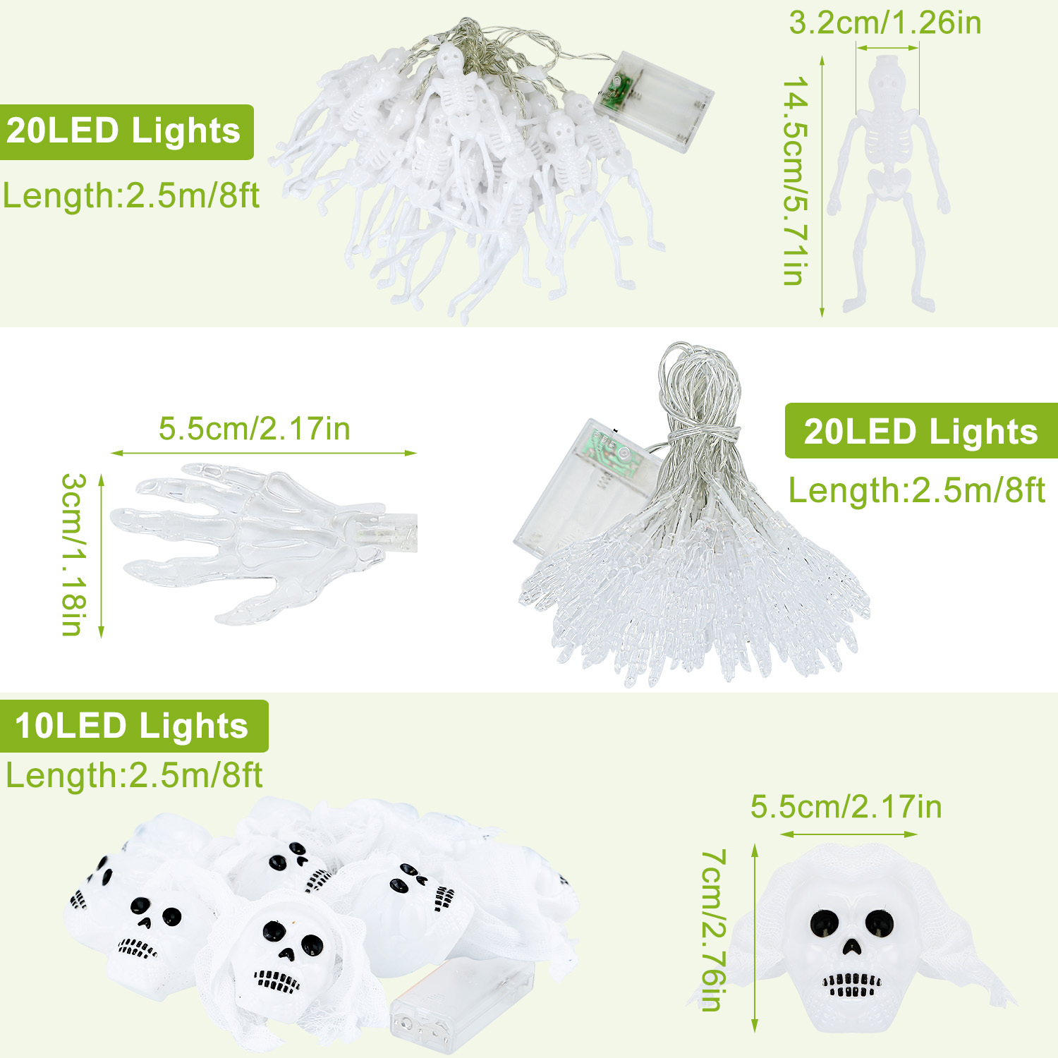 Halloween String Lights, Set of 3, 50 LED, 24 ft - Image 3
