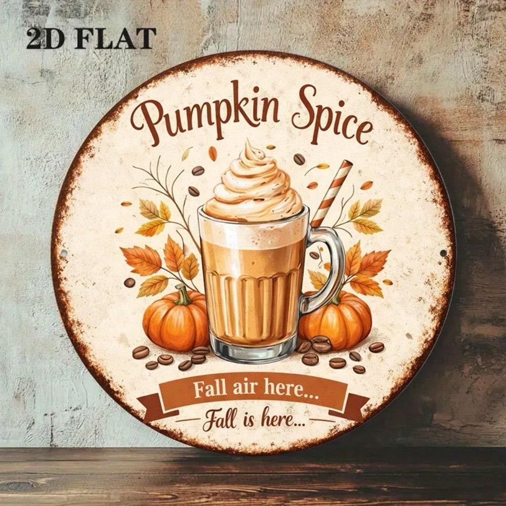 Vintage Pumpkin Spice Latte Round Sign, Retro Autumn Wall Decor - Image 6