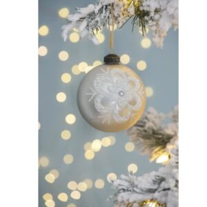 Set of large white glass Christmas ball ornaments