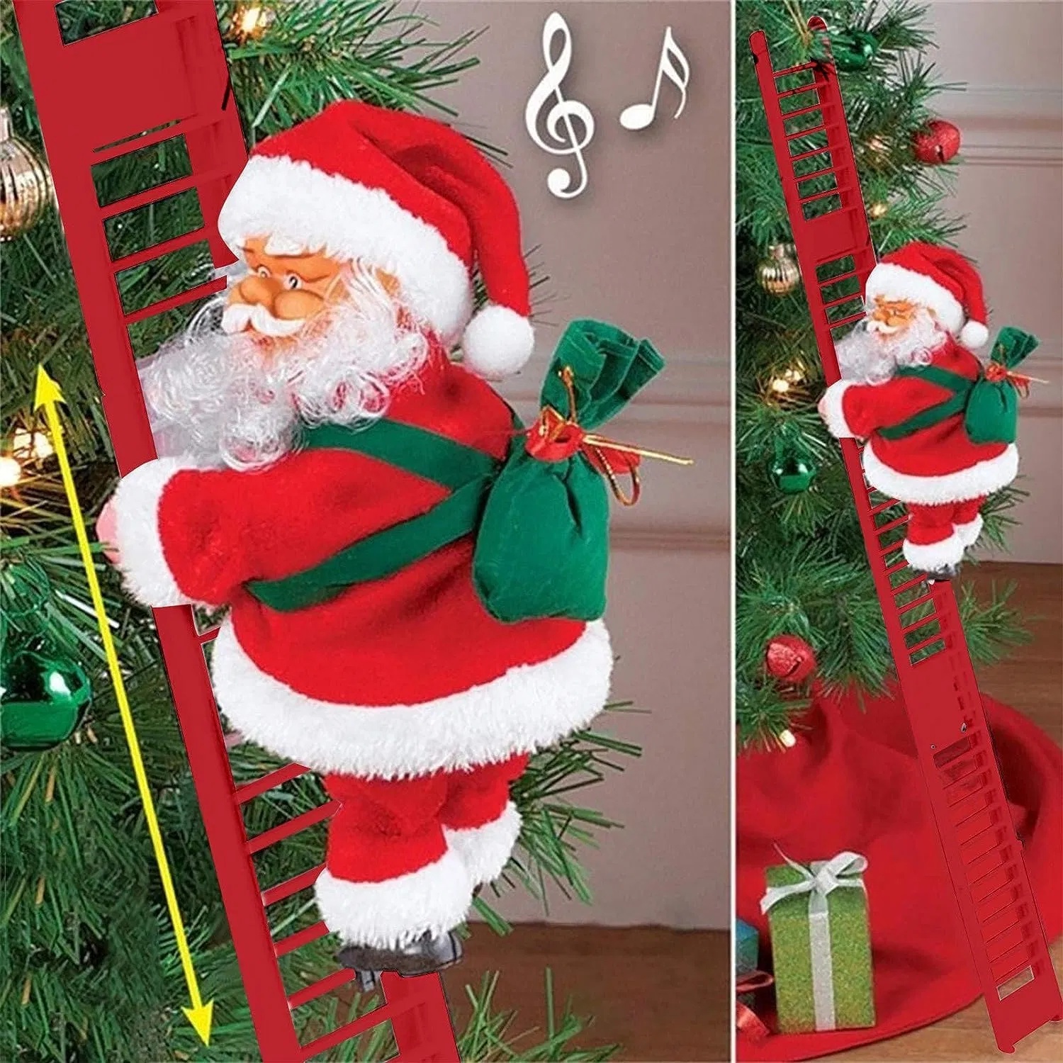 Battery operated Santa figure that climbs a ladder
