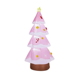 Inflatable pink Christmas tree lit with built in LED and RGB lights