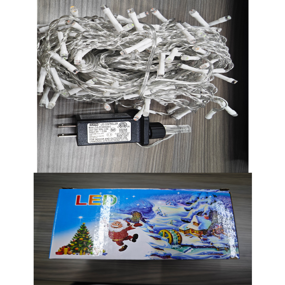 LED icicle curtain lights with a link through plug, view 4