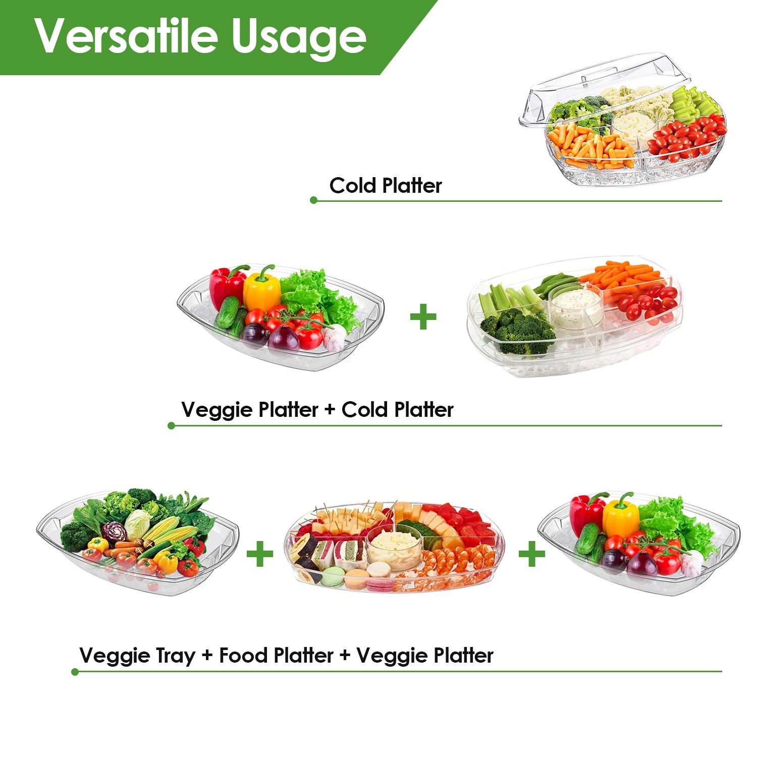 Chilled Serving Tray with Lid, 4 Compartments, for Fruit and Appetizers - Image 2