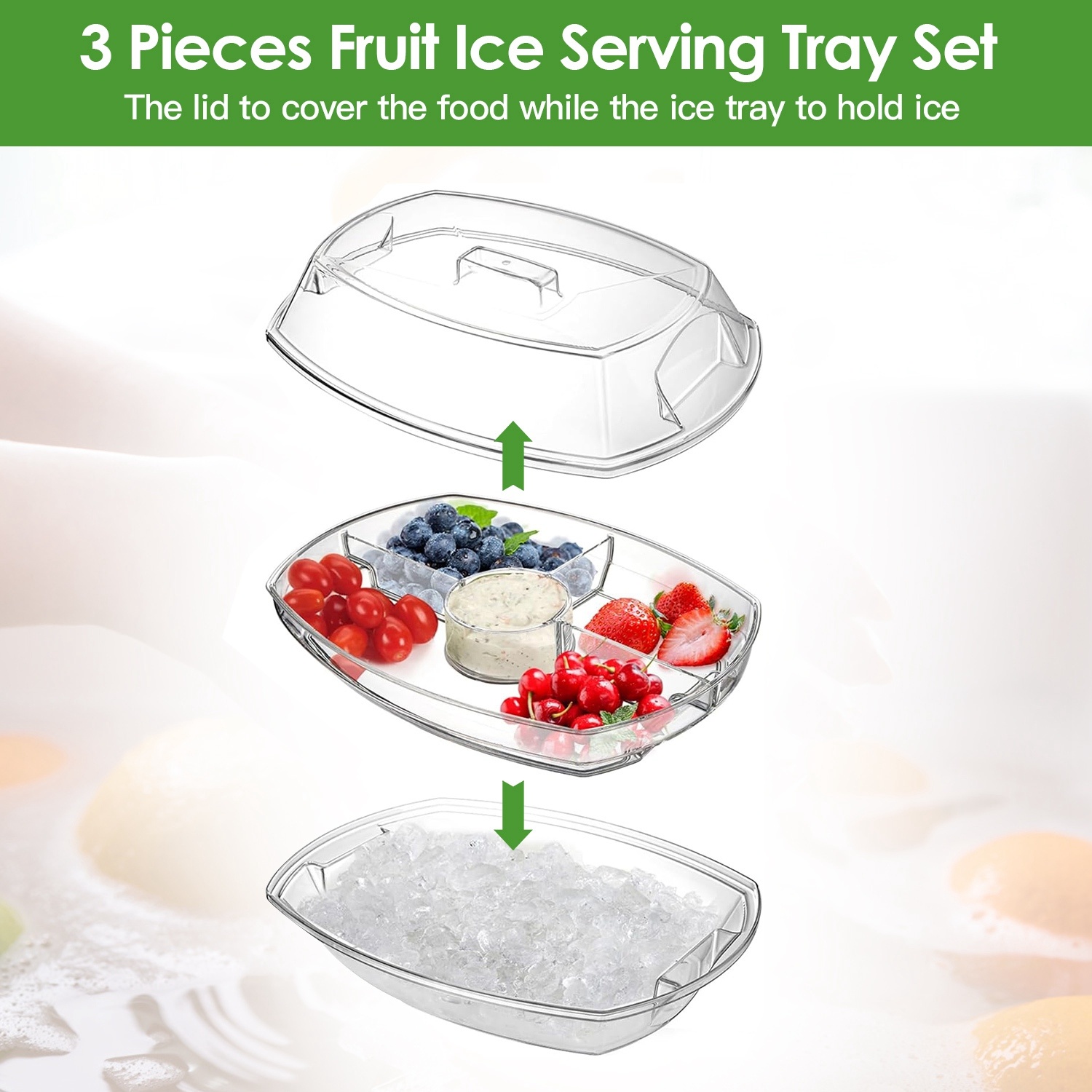 Chilled Serving Tray with Lid, 4 Compartments, for Fruit and Appetizers - Image 6