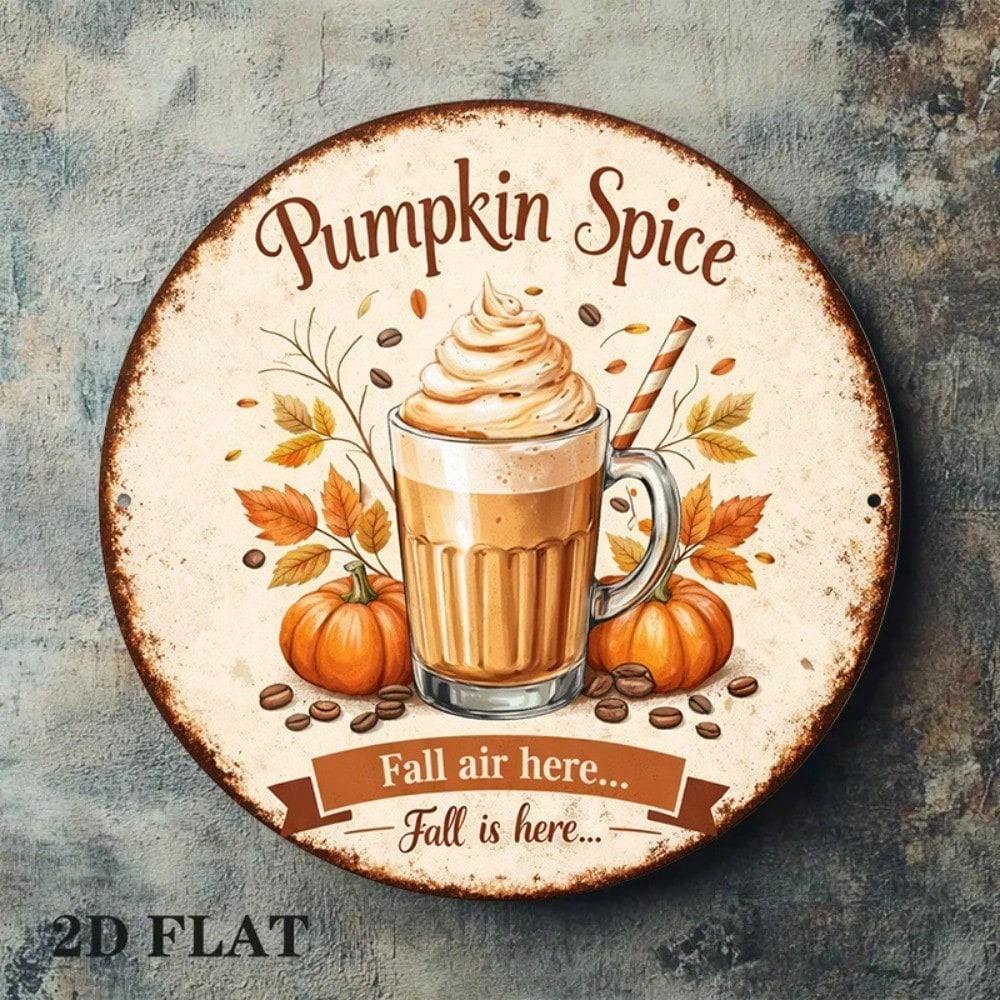 Vintage Pumpkin Spice Latte Round Sign, Retro Autumn Wall Decor - Image 2