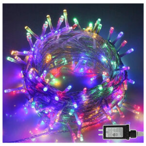LED icicle curtain lights with a link through plug