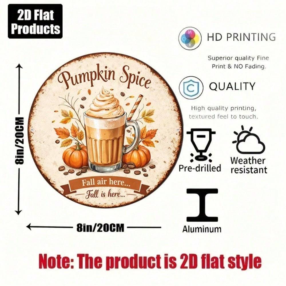 Vintage Pumpkin Spice Latte Round Sign, Retro Autumn Wall Decor - Image 3